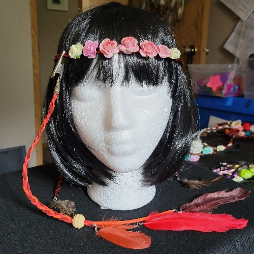 Bohemian Festival Floral Crowns with Suede Clip On Set
