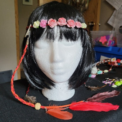 Bohemian Festival Floral Crowns with Suede Clip On Set