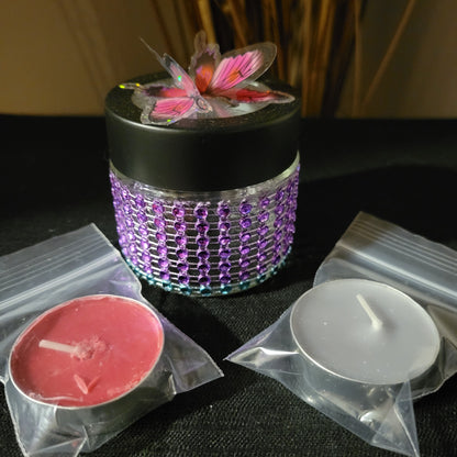 Decorative Jars with Foaming Butter Face Cream and 2 Scented Tea Lights