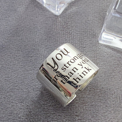 Silver Wide Adjustable Ring with Affirmation