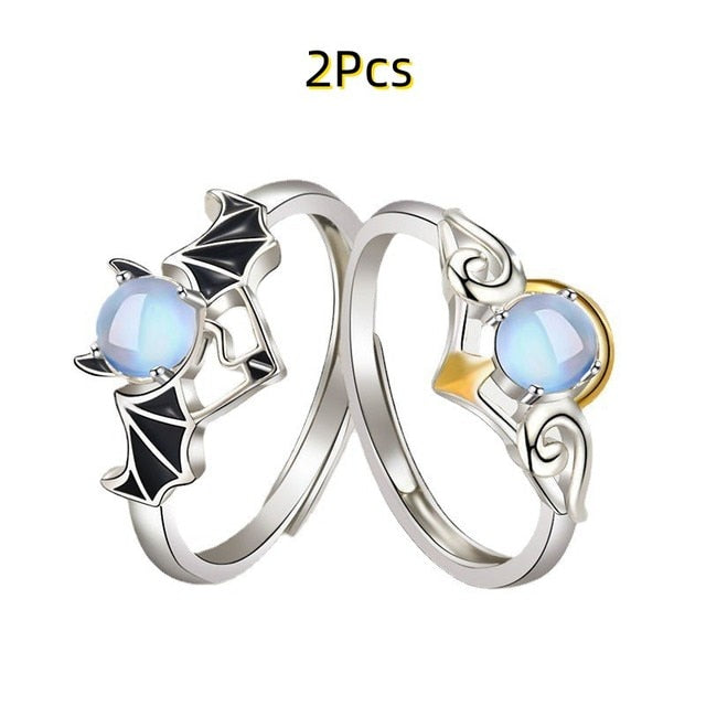 Silver & Gold Angel and Demon Wings Rings