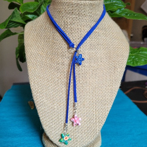 Multi-Colored Adjustable Suede Lasso 30in 76cm Necklaces with Charms