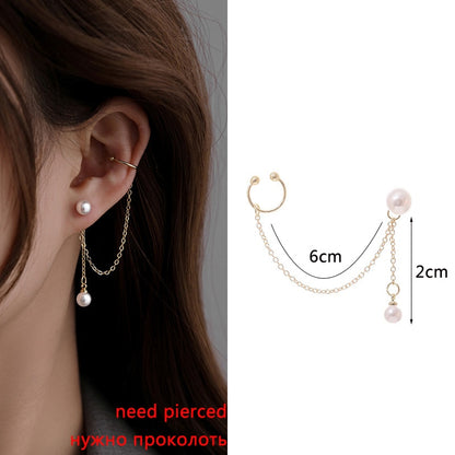 Korean Fashion Gold & Silver Pearl Butterfly Earrings