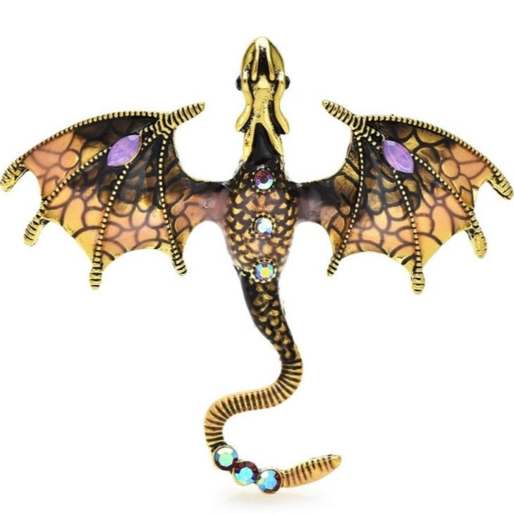 Special Price:  Enamel Flying Dragon Rhinestone Brooches