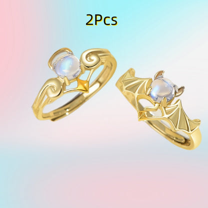 Silver & Gold Angel and Demon Wings Rings