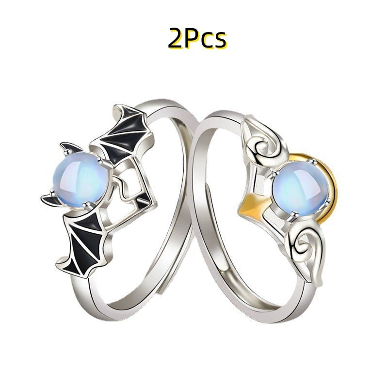 Silver & Gold Angel and Demon Wings Rings