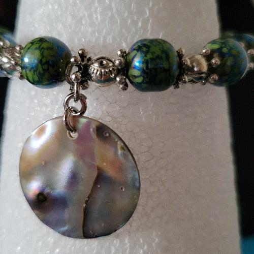 1 OF A KIND SEA GREEN, GOLD & SILVER SINGLE & THREE LAYER WRIST WRAPS WITH CHARMS