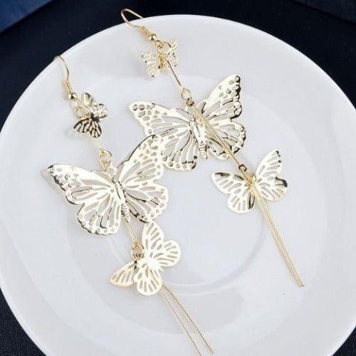 Silver Butterfly Dangle Earrings