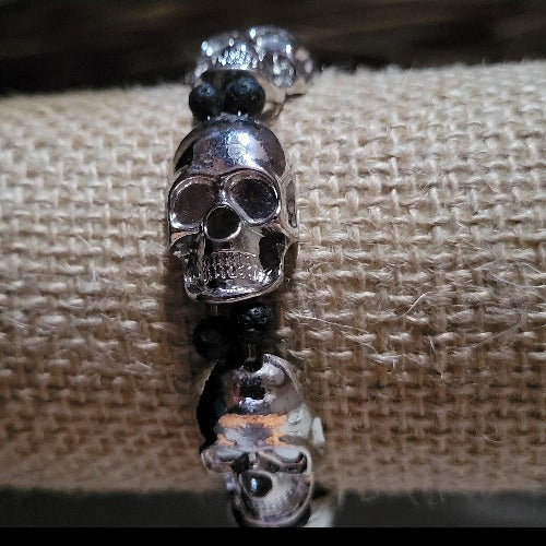 Silver Skull Elastic Wrist Wrap