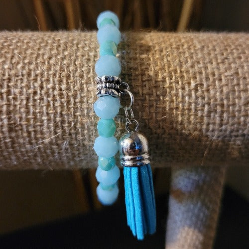 Blue, Bronze, Turquoise Wrist Wraps with Charms