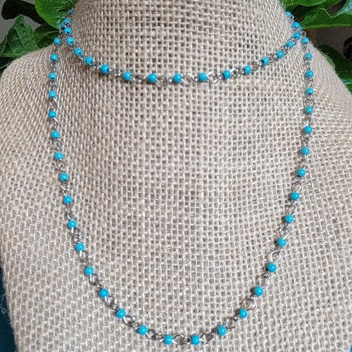 Silver, Gold, Colorful Seed Bead Wrap Necklaces 27in 59cm