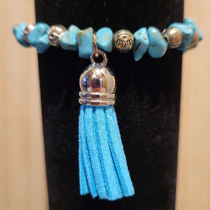 Silver, Mixed Shades Navajo Turquoise Beads with Charms, Signature Pieces