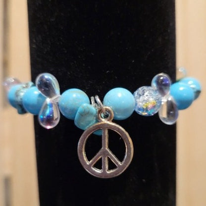 Silver, Mixed Shades Navajo Turquoise Beads with Charms, Signature Pieces