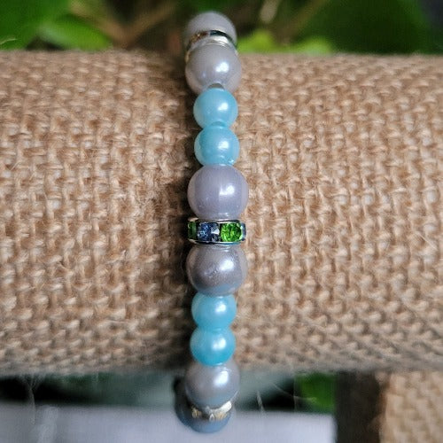 Silver, Mixed Shades Navajo Turquoise Beads with Charms, Signature Pieces