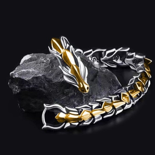 Vintage Retro Gold and Silver Dragon Bracelet