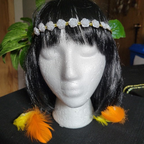 Braided Elastic & Suede Festival Wraps with Flowers, Feathers