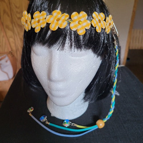 Bohemian Festival Floral Crowns with Suede Clip On Set