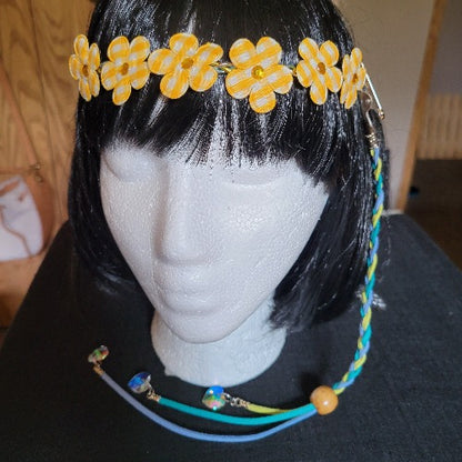 Bohemian Festival Floral Crowns with Suede Clip On Set
