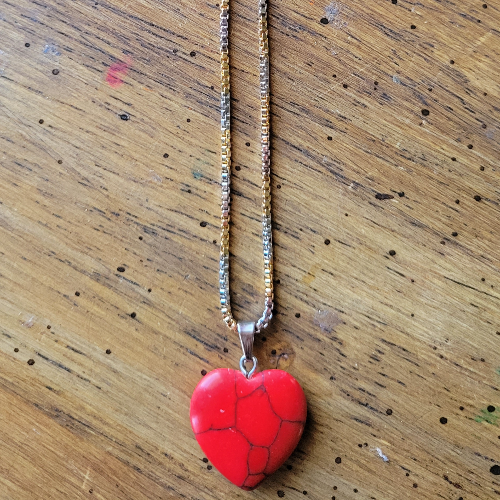 Red Heart on Gold & Silver Heart