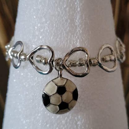 Silver & Gold Heart Shaped Wrist Wraps with Soccer Charms, Signature Pieces