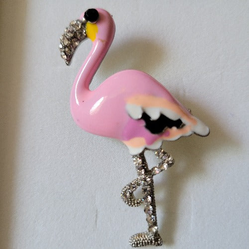 Pink Flamingo Pin with Rhinestones