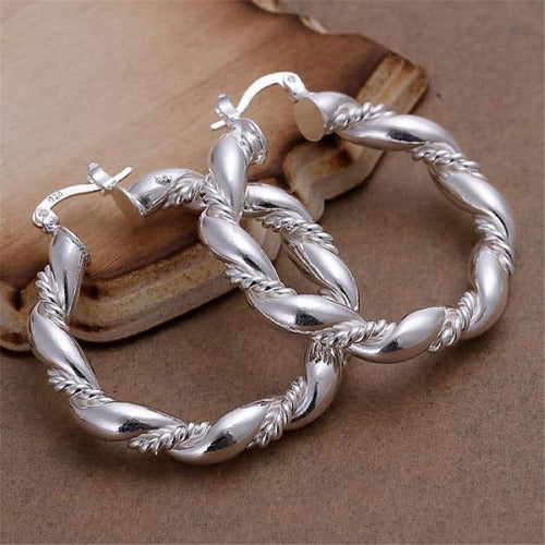 Silver Twisted Hoops 3.8cm