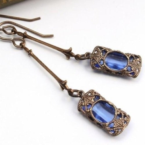 Antique Rhinestone Dangle Earrings