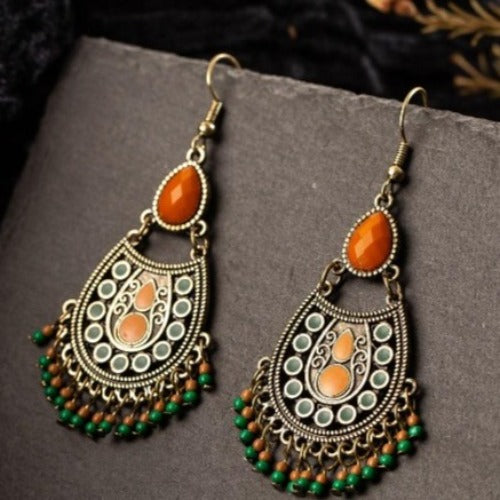 Korean Fashion Bohemian Acrylic Beaded Tassel Earrings