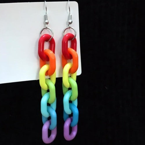 Lightweight Acrylic Rainbow Chain Statement Earrings