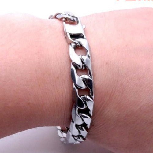 Stainless Steel Curb Chain Bracelet 8in