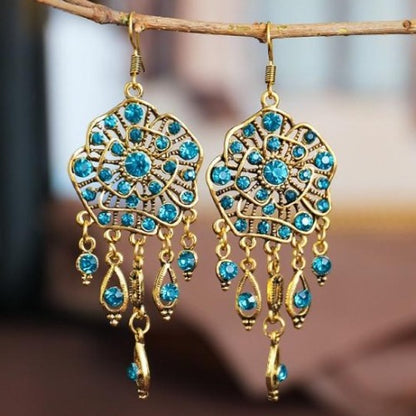 Colorful Rhinestone Gypsy Dangle Earrings