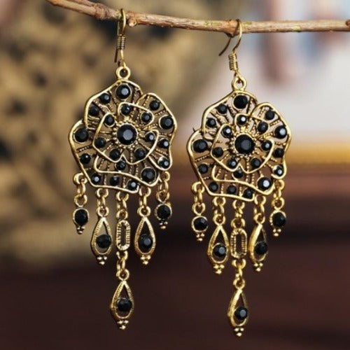 Colorful Rhinestone Gypsy Dangle Earrings