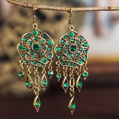 Colorful Rhinestone Gypsy Dangle Earrings