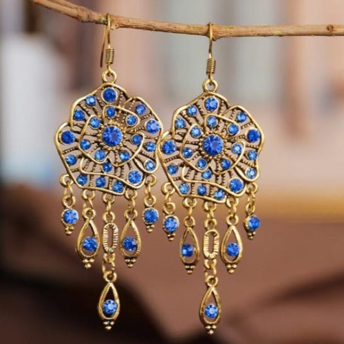 Colorful Rhinestone Gypsy Dangle Earrings