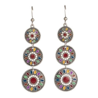 Indian Multi-Colored Ethnic 3 Sphere Drop Earrings