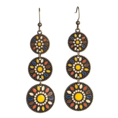 Indian Multi-Colored Ethnic 3 Sphere Drop Earrings