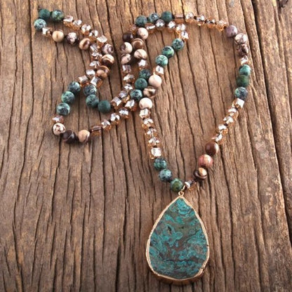 Natural & Semi-Precious Earth Tone Stones with Turquoise Pendants