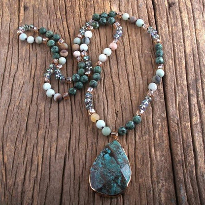 Natural & Semi-Precious Earth Tone Stones with Turquoise Pendants