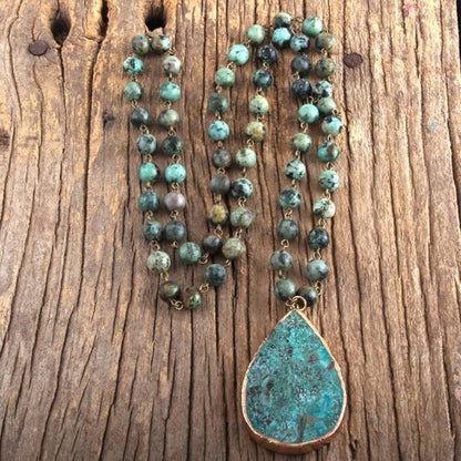 Natural & Semi-Precious Earth Tone Stones with Turquoise Pendants