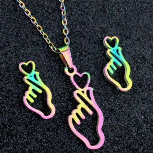 Dazzling Rainbow Caricature Earring & Necklace Sets