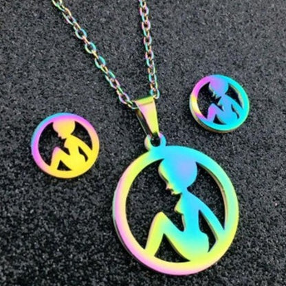 Dazzling Rainbow Caricature Earring & Necklace Sets