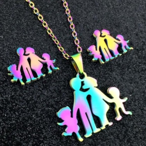 Dazzling Rainbow Caricature Earring & Necklace Sets