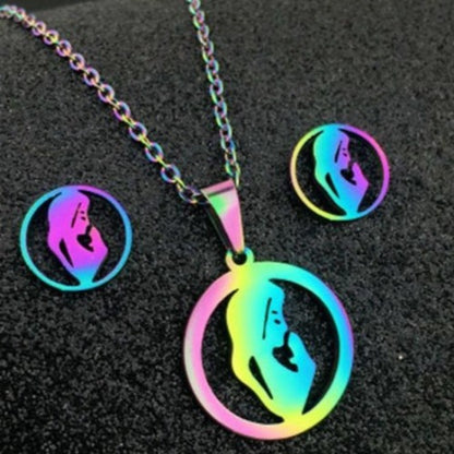 Dazzling Rainbow Caricature Earring & Necklace Sets