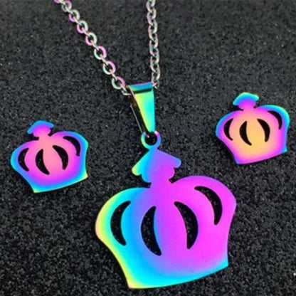 Dazzling Rainbow Caricature Earring & Necklace Sets