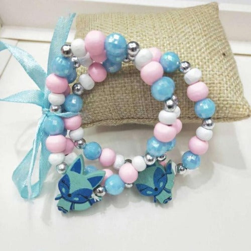 Kids' Colorful Flower Cartoon Wooden Beaded Wrist Wraps 3Pcs