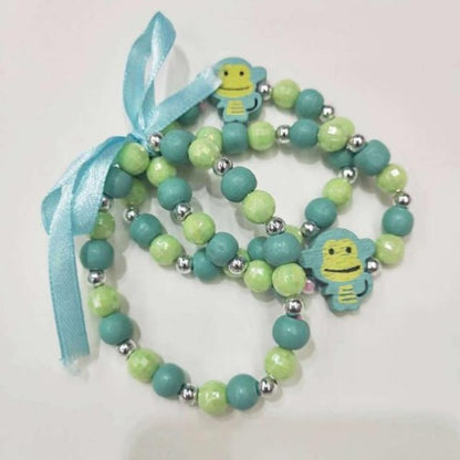 Kids' Colorful Flower Cartoon Wooden Beaded Wrist Wraps 3Pcs