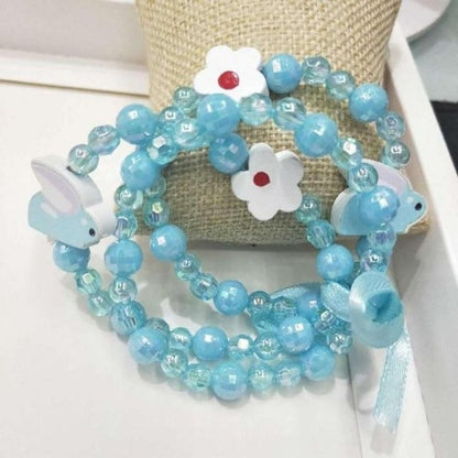 Kids' Colorful Flower Cartoon Wooden Beaded Wrist Wraps 3Pcs