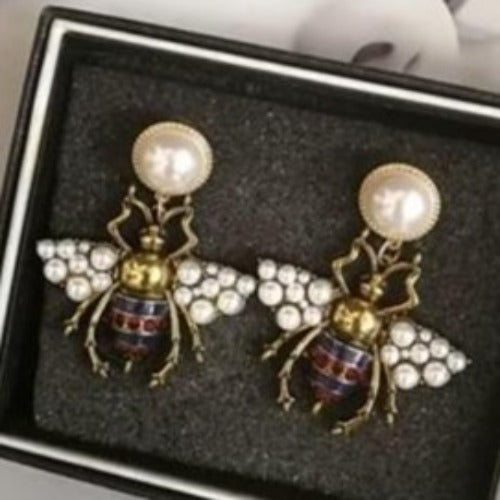 Pearl Beads & Rhinestone Bumble Bee Jewelry