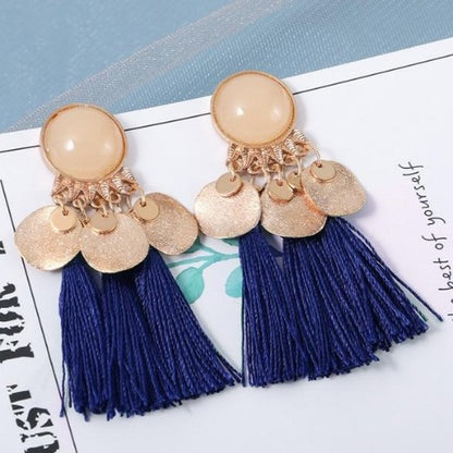 Silk and Cotton Fabric Tassel Earrings