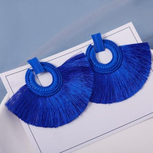 Silk and Cotton Fabric Tassel Earrings